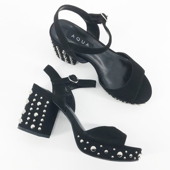 ❌SOLD❌NEW🌸AQUA Bells Studded Suede Ankle Strap Sandals - Picture 2 of 11